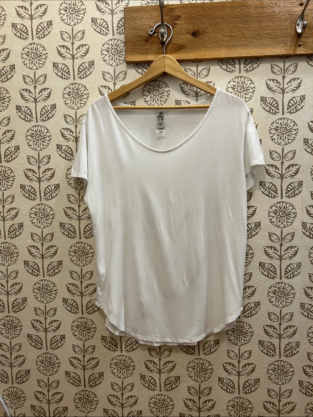 Mono B White Scoop Neck Short Sleeve Tee
